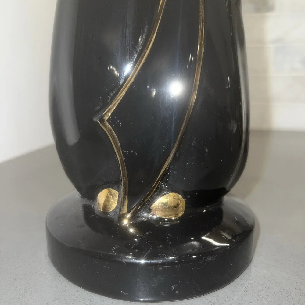 Vintage Eastern Style Man Woman Figurine Black Gold Accent Lot 3739